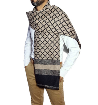 men long double sided wool shawl - scarf 3012