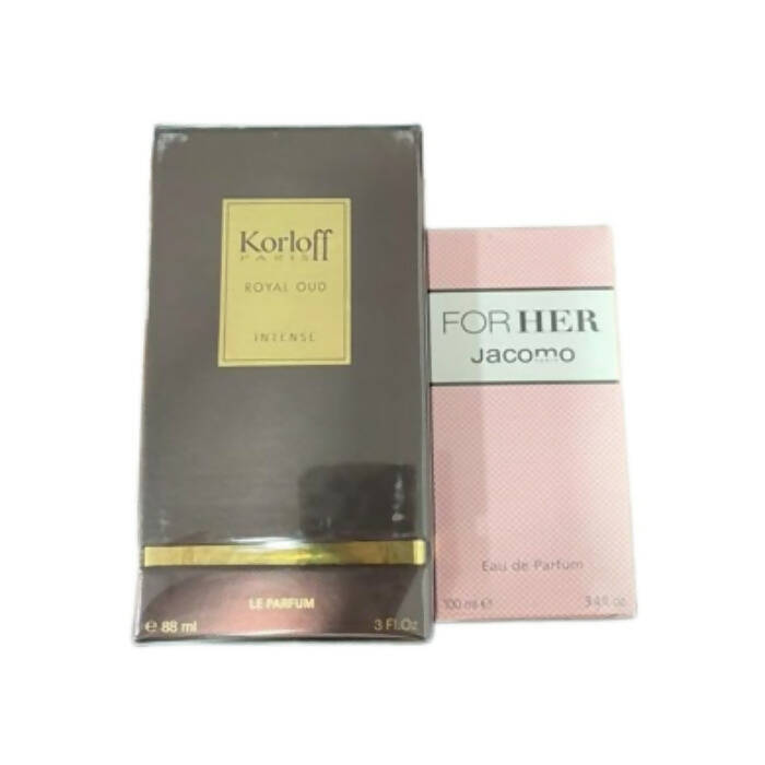 Korloff Royal Oud Intense Le Parfum For Unisex 88ml + Jacomo For Her Eau De Parfum For Women 100ml