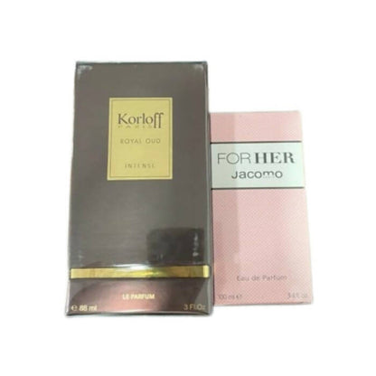 Korloff Royal Oud Intense Le Parfum For Unisex 88ml + Jacomo For Her Eau De Parfum For Women 100ml