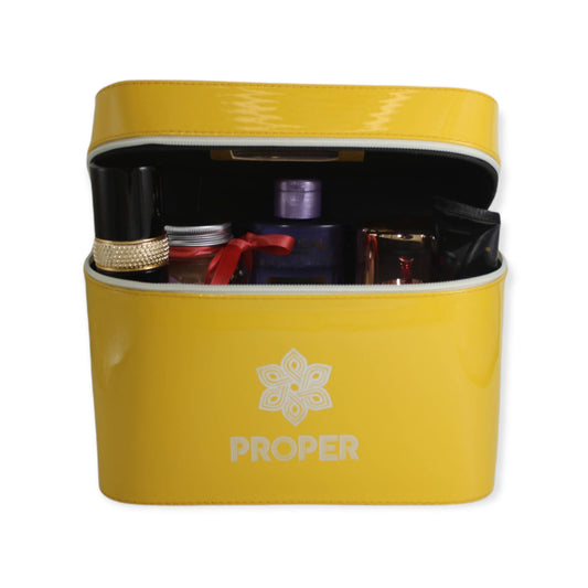 مجموعة من 3 حقائب سفر للمكياج وأدوات الزينة (اصفر)